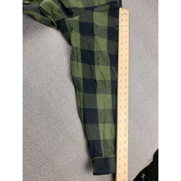 Burnside Shirt Men XL Army Green Button Down Long Sleeve Chest Pockets Plaid - Picture 9 of 10
